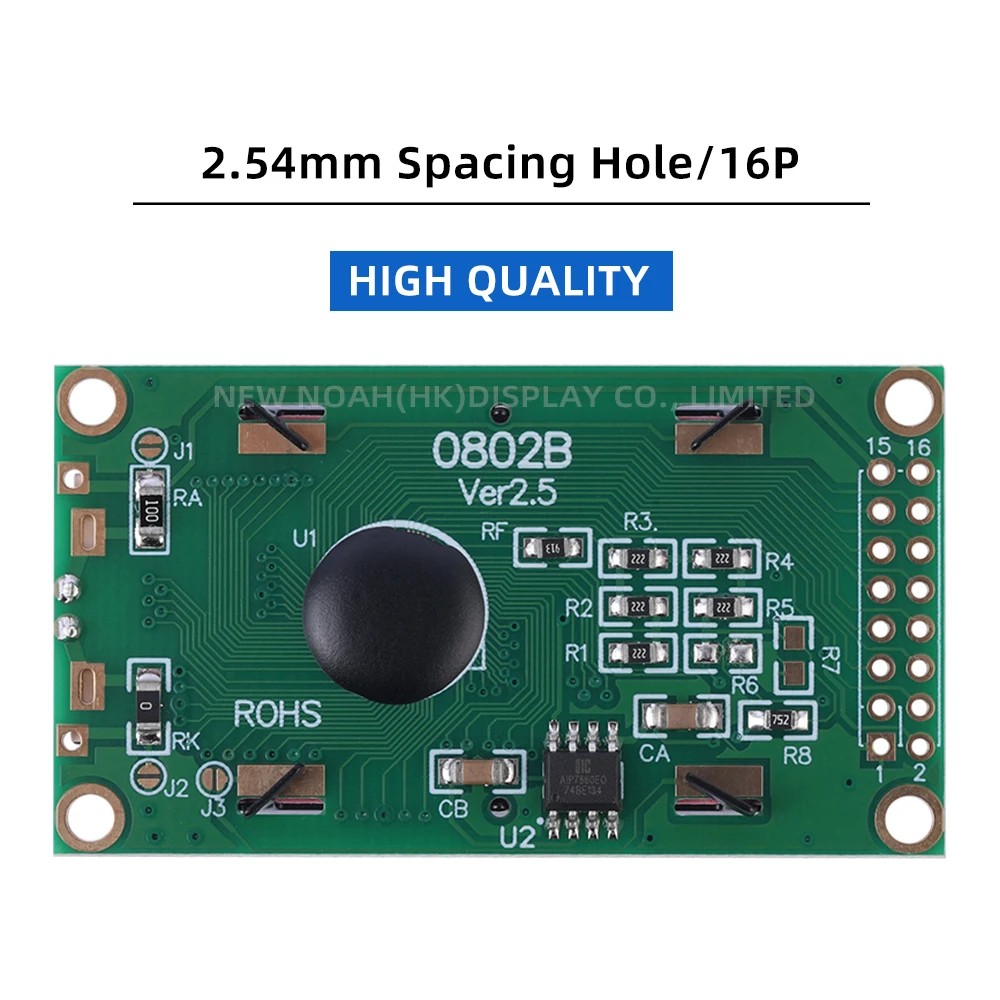 Cyrillic Yellow Green Film 0802B 3.3V Character LCD Screen 8*2 16 PIN 58*31.87*13.5Mm Original ST7066 Chip LCM Display Module