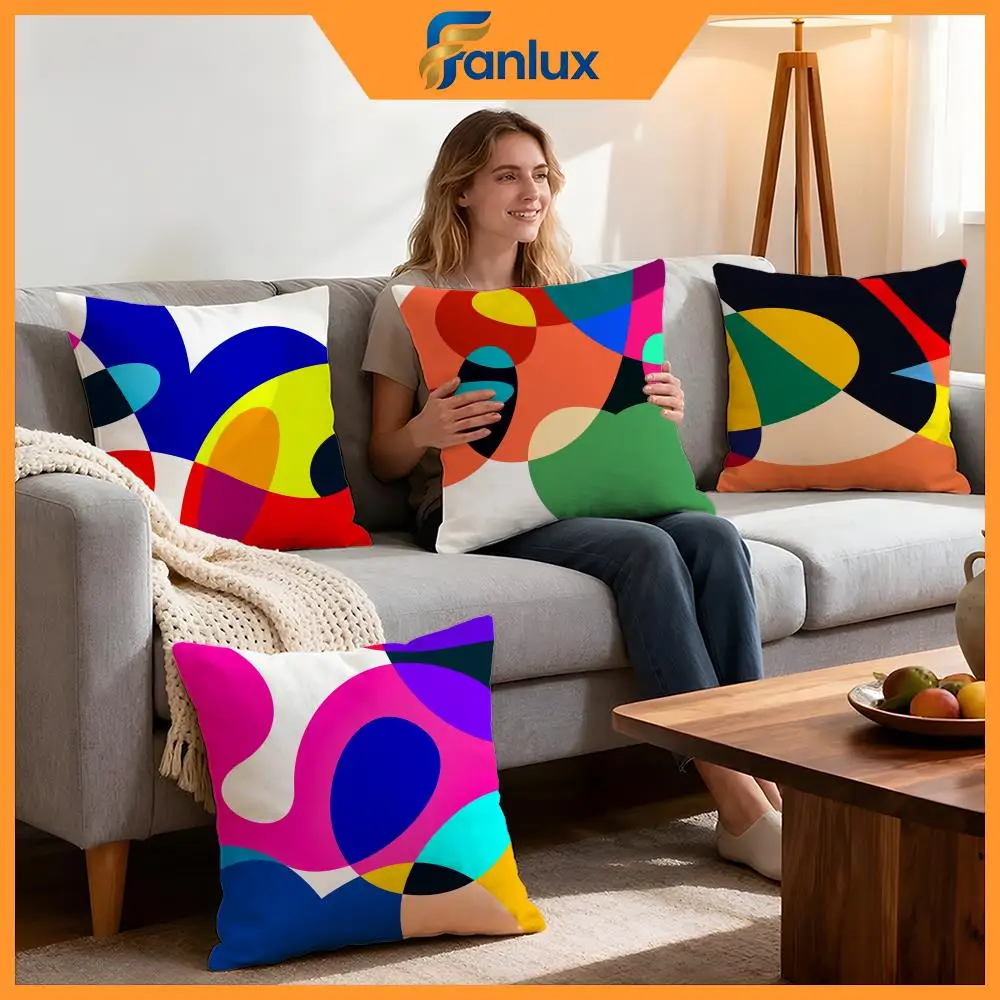 Art Abstract Curve Colors Cushion Cover 4Pcs Decorative Covers Soft Cushion Case for Sofa Couch Decor 40x40 45x45 Pillowcases