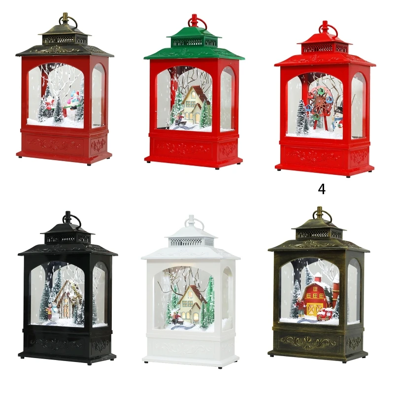 

Christmas Snow Wind Lantern with Led Light and Music Fairy Night Lamp Ornament for Home Festival Party Backdrop Decoration Gift