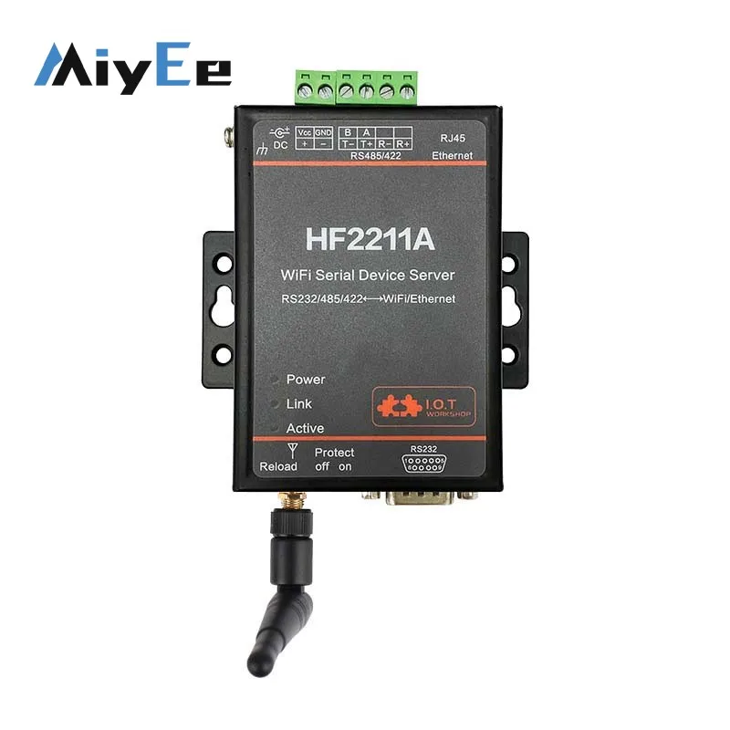 

HF2211A Single Port WiFi Serial Server RS485/232/422 to WiFi/Ethernet Communication Module with Rubber Rod Antenna