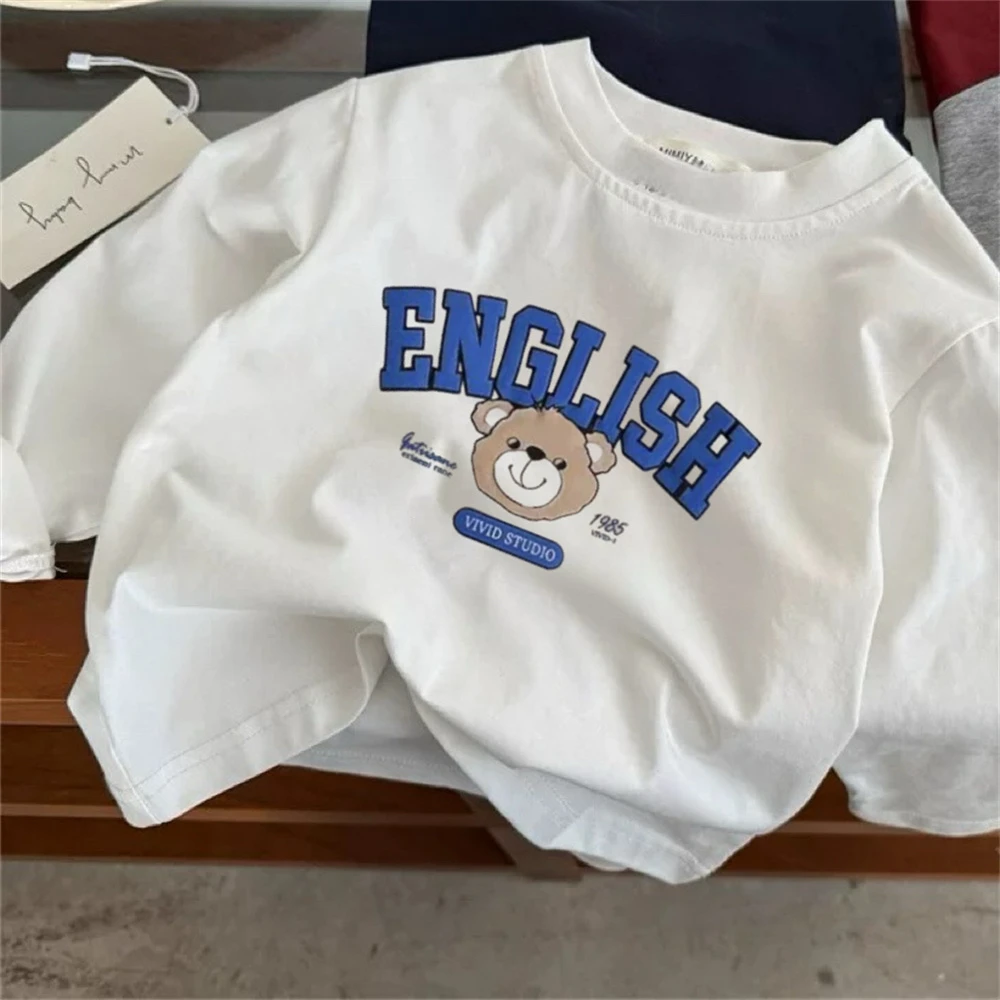 الدب الصغير تي شيرتات مطبوعة بلايز بأكمام طويلة 0-7 سنوات طفل جميل موضة Crewneck القمم ملابس الطفل 2026 ربيع الخريف ارتداء