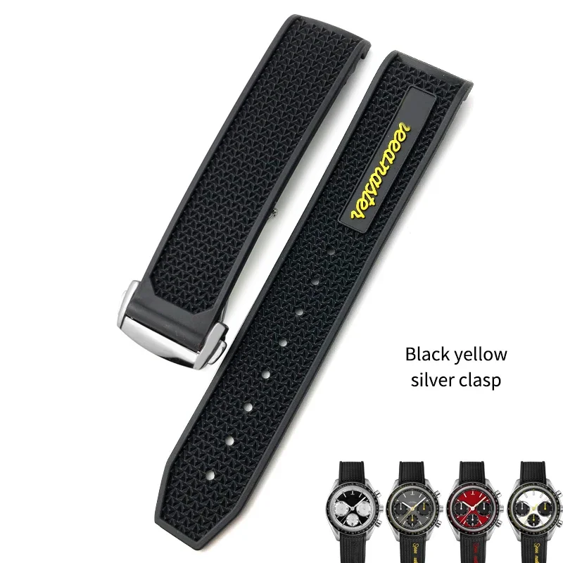 Natural Rubber Watchband For Omega Speedmaster Seamaster 300 Soft Silicone Moonwatch S Watch Strap Waterproof strap 22mm