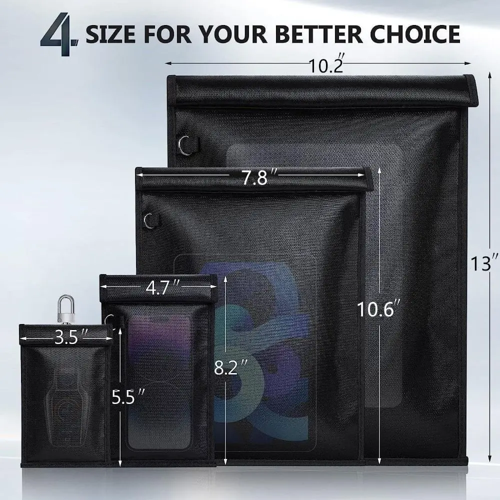 Signal Blocking Faraday Bag Retardant EMF Protection Shielding Pouch Black Anti-tracking Cell Phone Blocker Phone