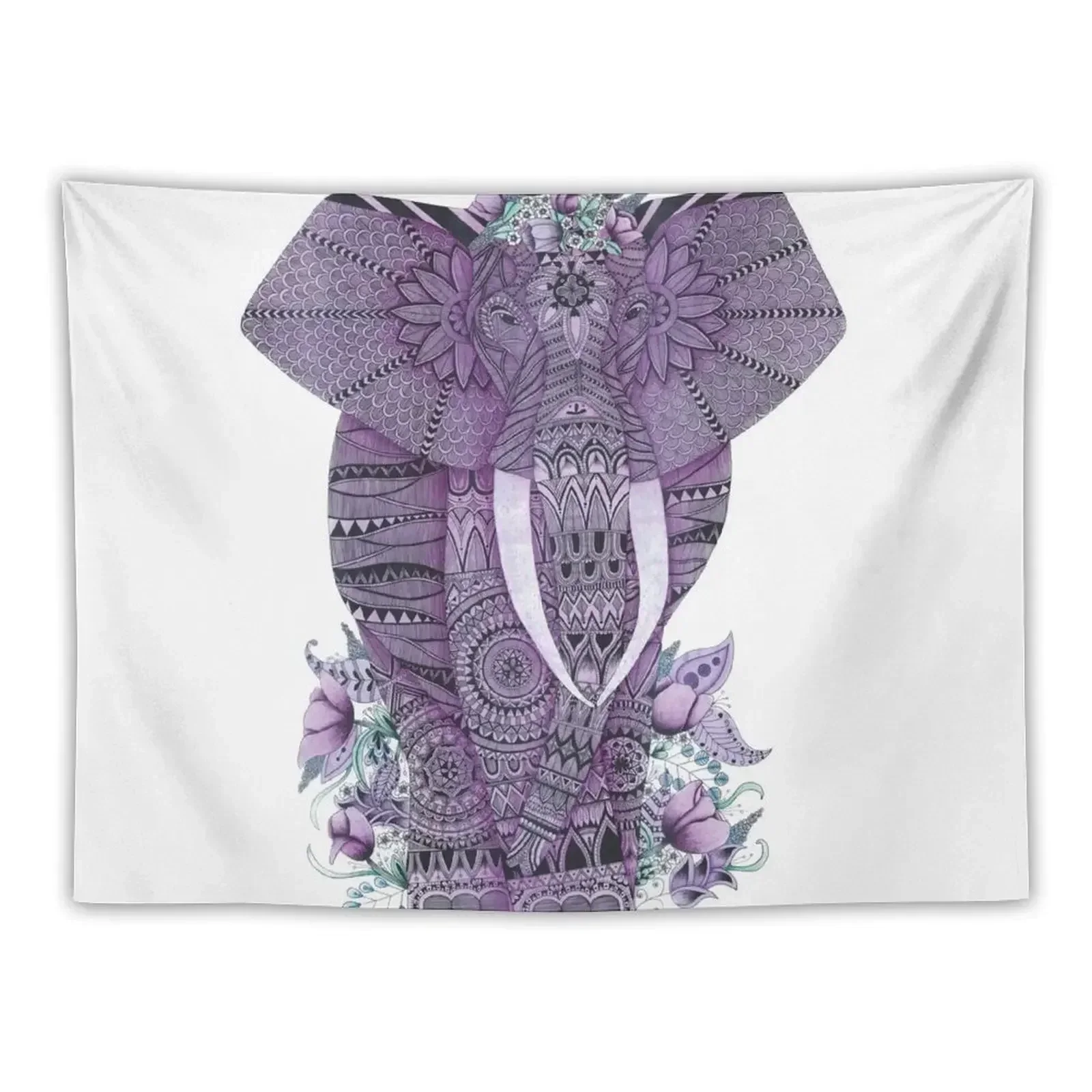 

Purple Elephant Zentangle Art Tapestry Decorative Paintings Room Decor Korean Style Tapestry