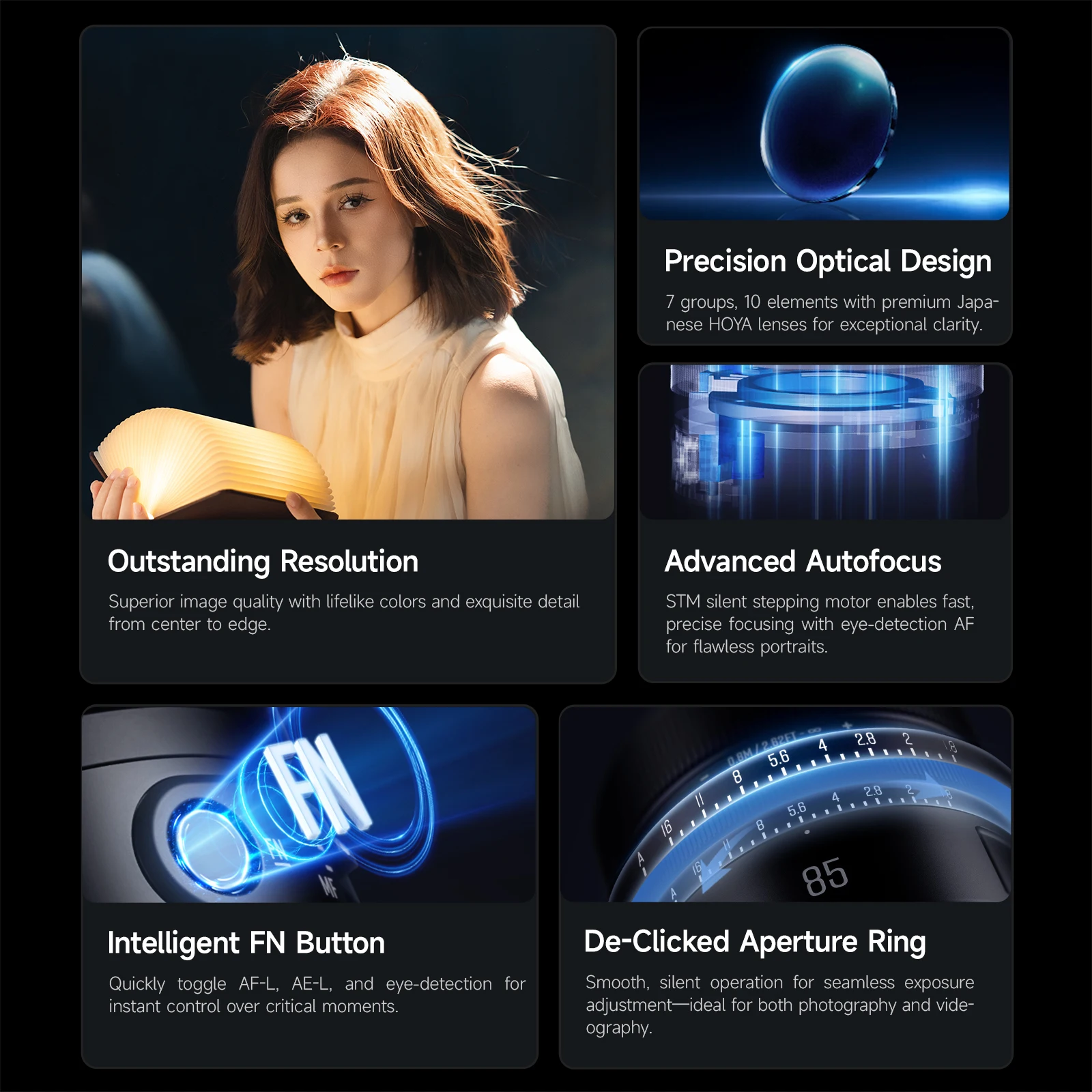 Brightin Star 85mm f1.8 عدسة تركيز تلقائية بإطار كامل لكاميرات Sony E / Nikon Z Mount بدون مرآة