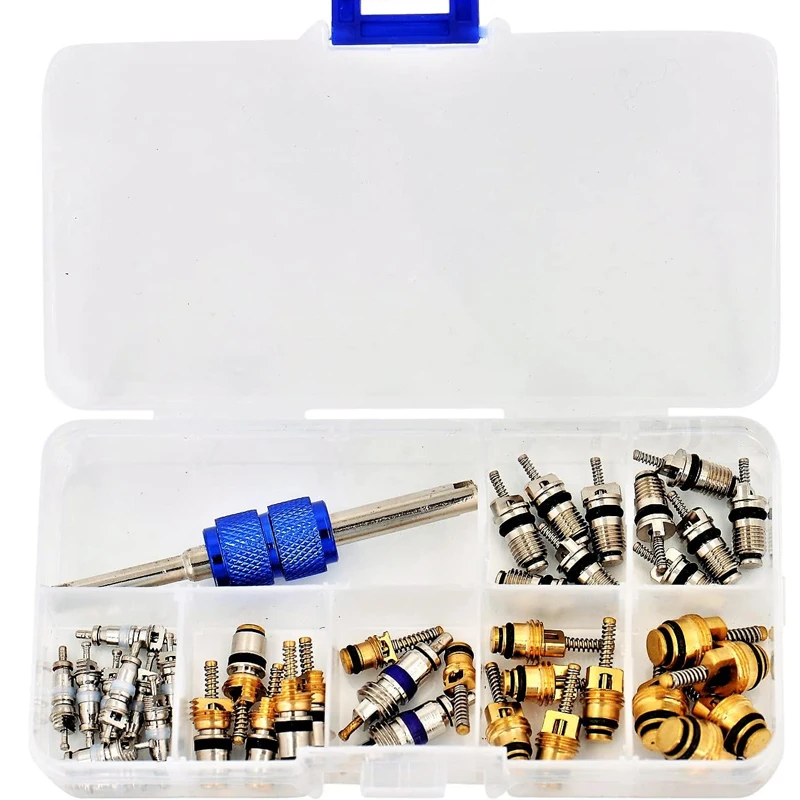 

Universal Car Air Conditioner Valve Core Accessories Kit Air Conditioning Refrigeration Tire Valve Stem Cores Repair Tool