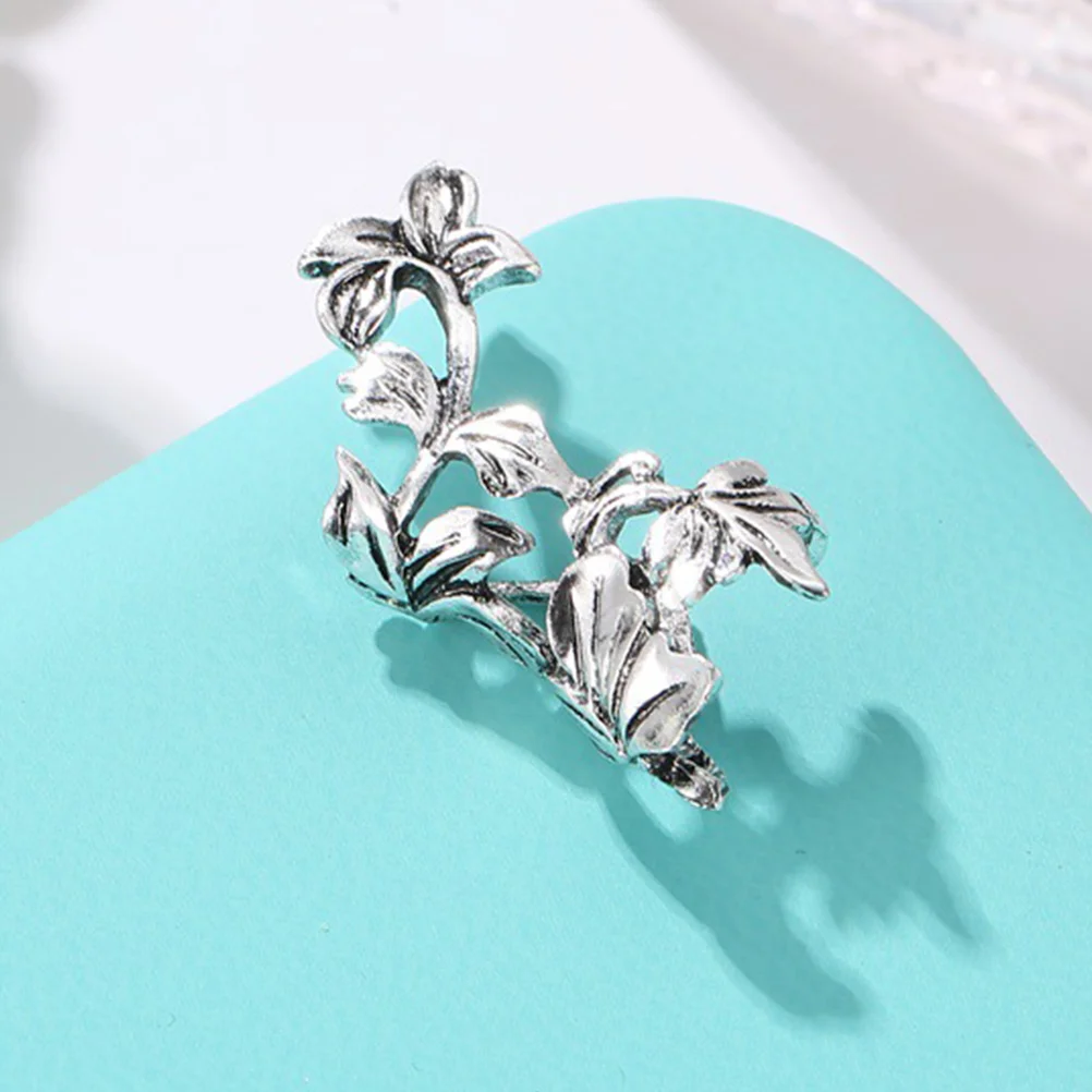 2 Pcs Hollow Leaf Ear Clip Cuffs for Men Earring on Earrings Girls Clips Fake Alloy Women and