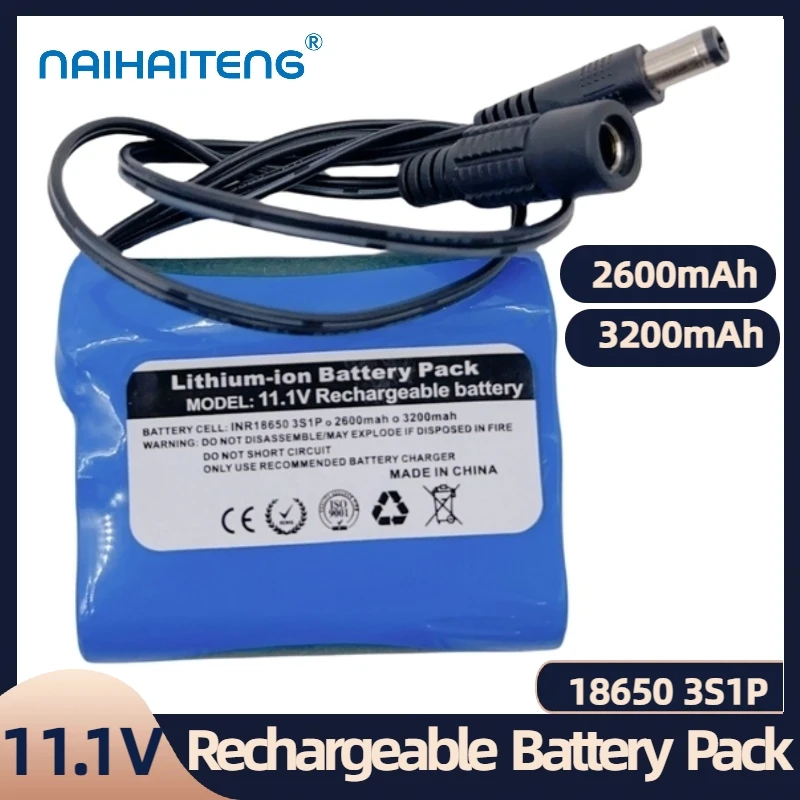 11,1 V 12V 2600 3200mAh 18650 перезаряжаемый литий-ионный аккумулятор для камеры мониторинга усилитель ксеноновой лампы измерительный прибор для мойки