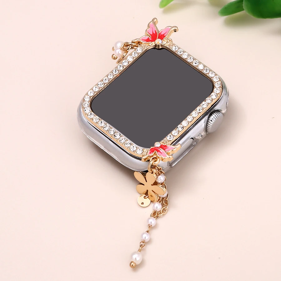 Protective Case for Apple Watch series 9 8 7 Bling Rhinestone Women Fashion Jewelry Bumper Frame Cover iWatch Series 41mm 45mm