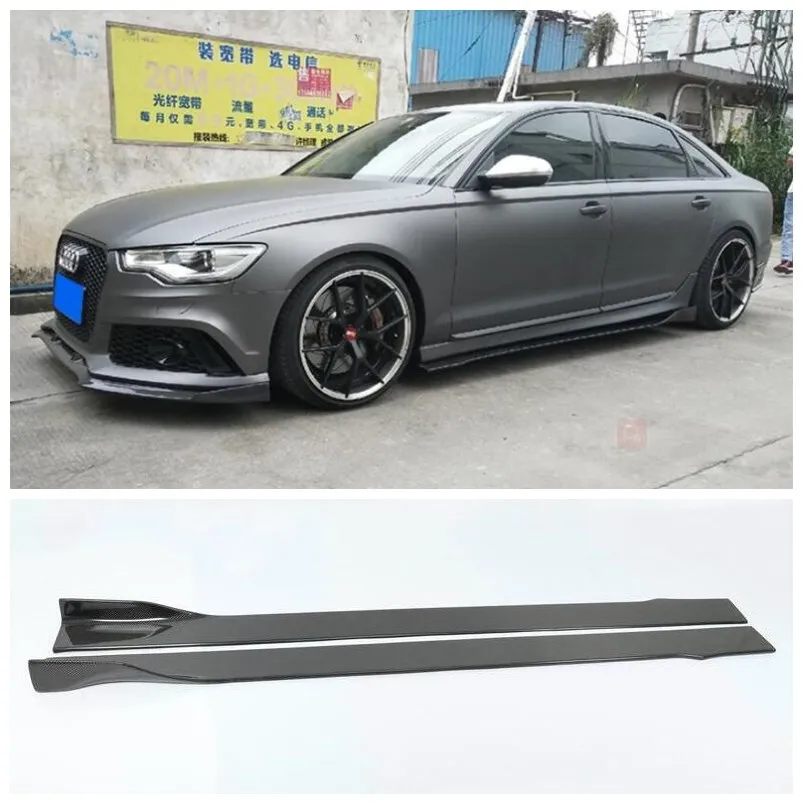 

For Audi A6 S6 RS6 C7 C7.5 2012-2018 High Quality 2Pcs/1Set Carbon Fiber Side Skirts Splitters Protector