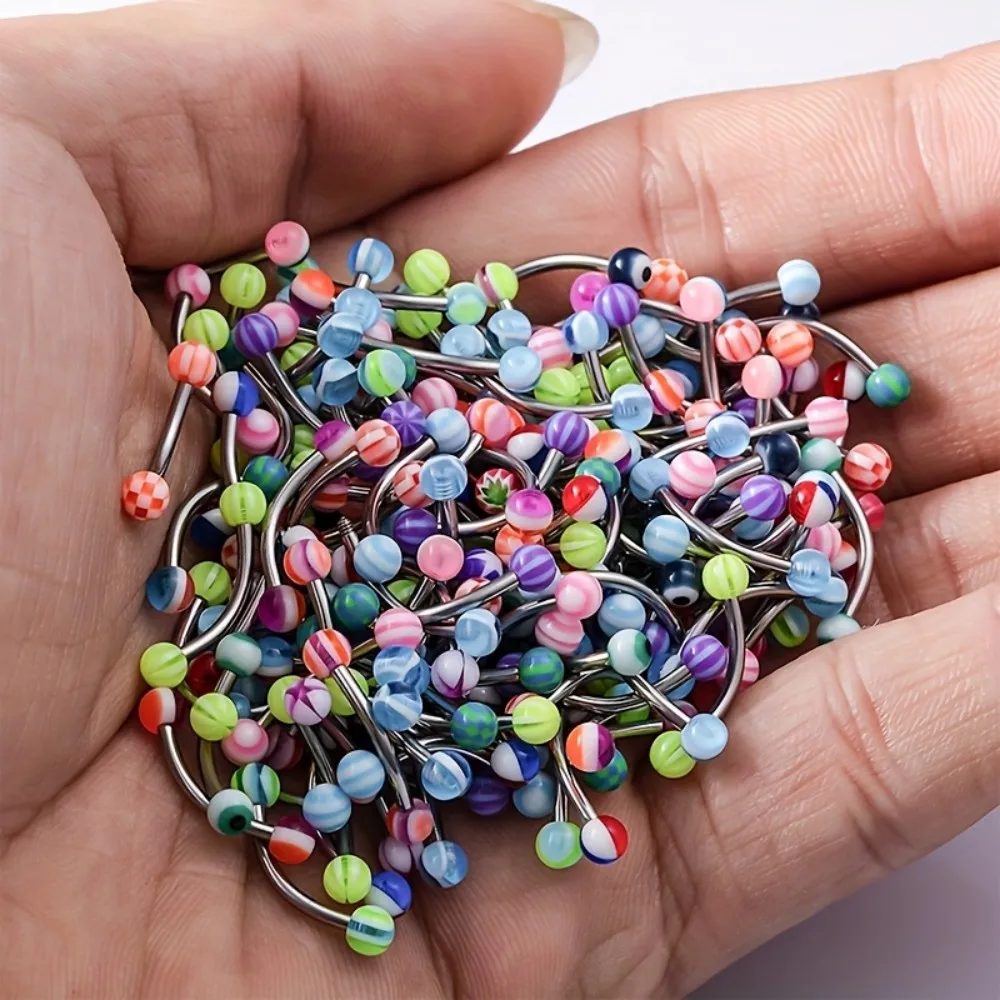 10pcs/20pcs Colorful Acrylic Eyebrow Ring Stud Earrings Banana-Shaped Rings Curved Barbells for Ear Cartilage Piercings