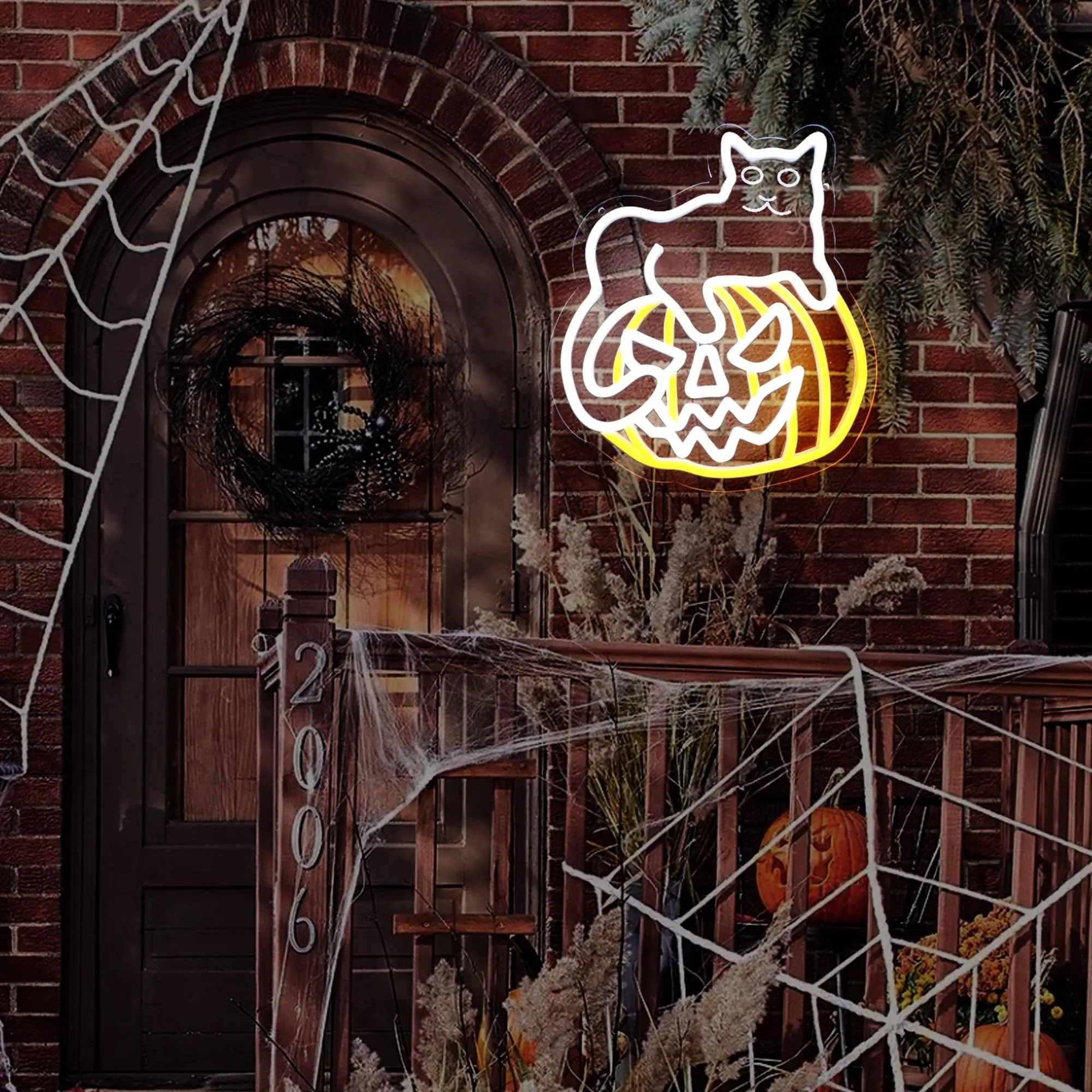 Halloween Kat op Pompoen Neon Sign Dimbaar LED Licht Muur Decor voor Halloween Party Speelkamer Man Cave Game Room Bar Halloween G