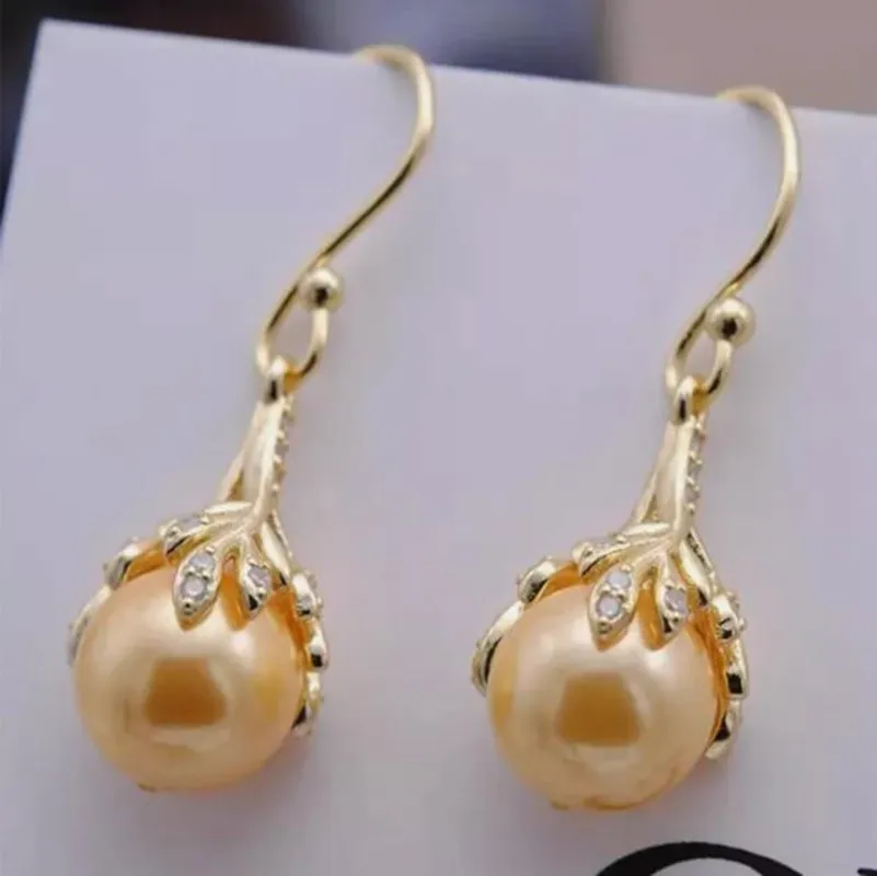 

Designer Jewellry Natural AAA Gold+White South Sea 9-10mm Pearl Earrings Silver 925 Fashion Accessories 08