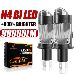 Lente de proyector H4 Bi LED, bombillas LED para faros de coche, 90000LM, 180W, lámparas Turbo CANBUS, bombilla para automóvil/moto, haz alto y bajo H4 de 12V y 24V