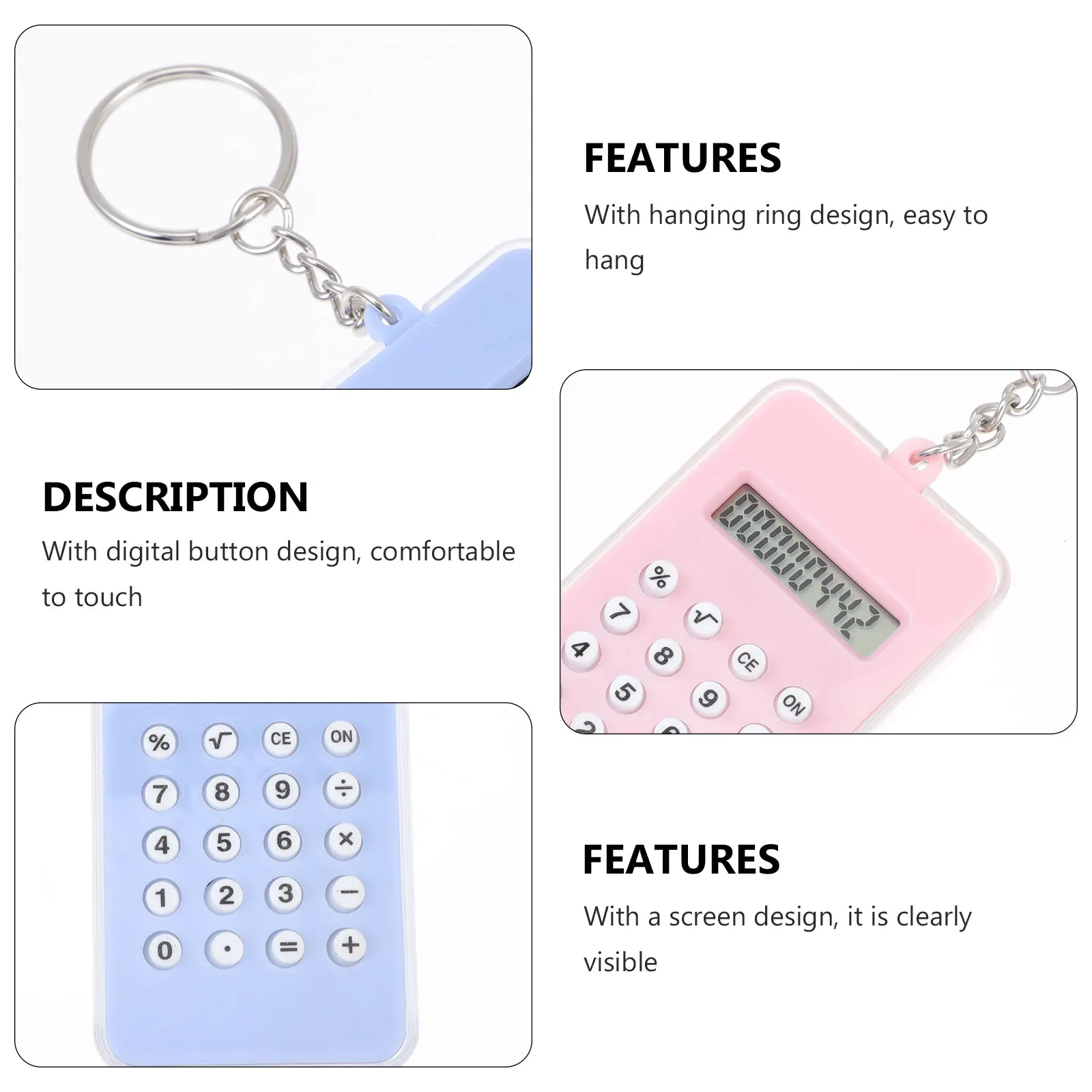 

2 Pcs Calculator Pendant Cute Office Supplies Mini Keychain Pocket Student