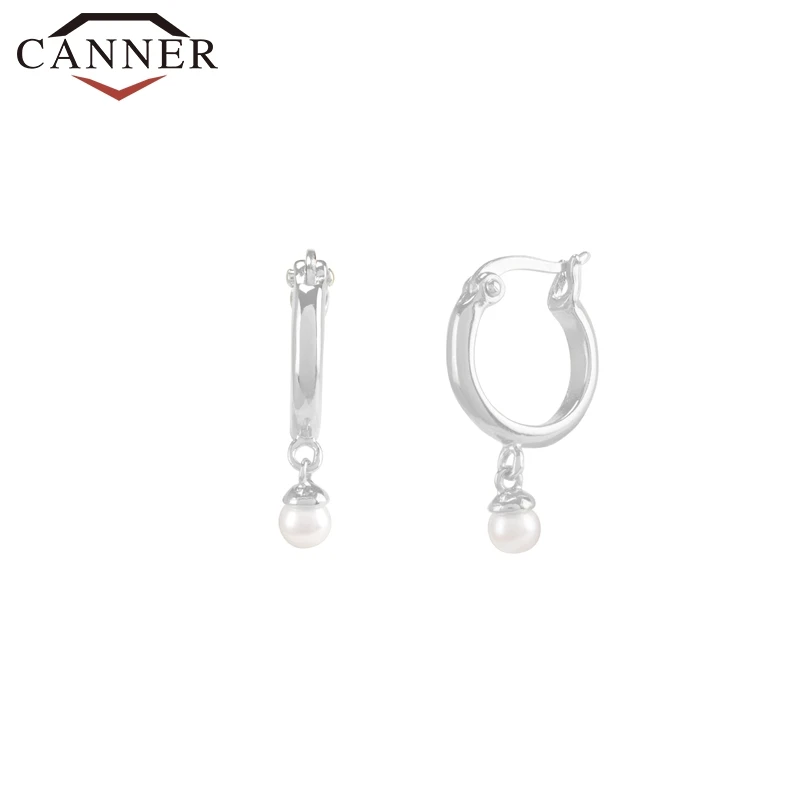 925 Sterling Silver Freshwater Pearl Hoop Earrings for Women INS  Simple Gold Silver color Beaded Zircon Earrings