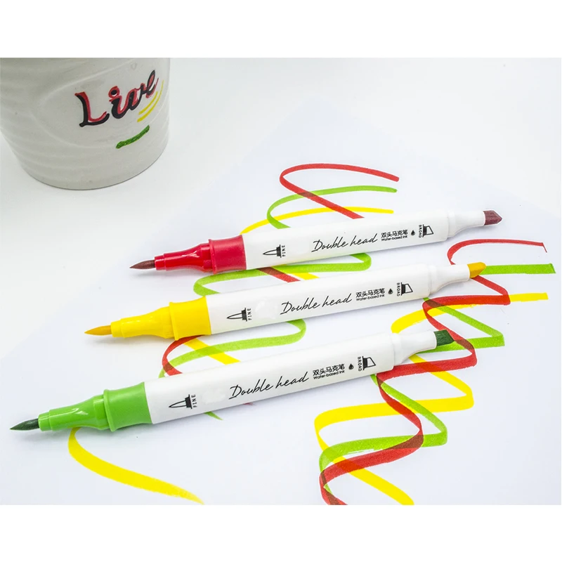 Фломастеры с двумя наконечниками, 12/24 цвета