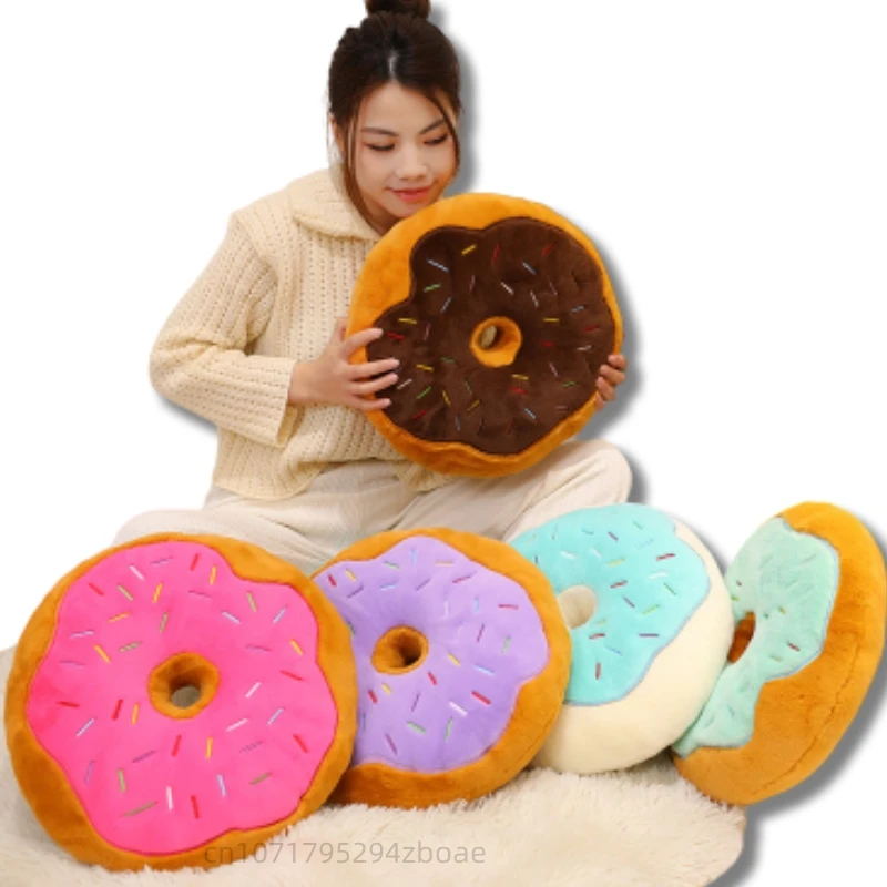 Cartoon Donut Double-Sided Plush Pillow Like Real Ring Food Plush Soft Creative Cushion Summer Winter Side Plush Side Bamboo