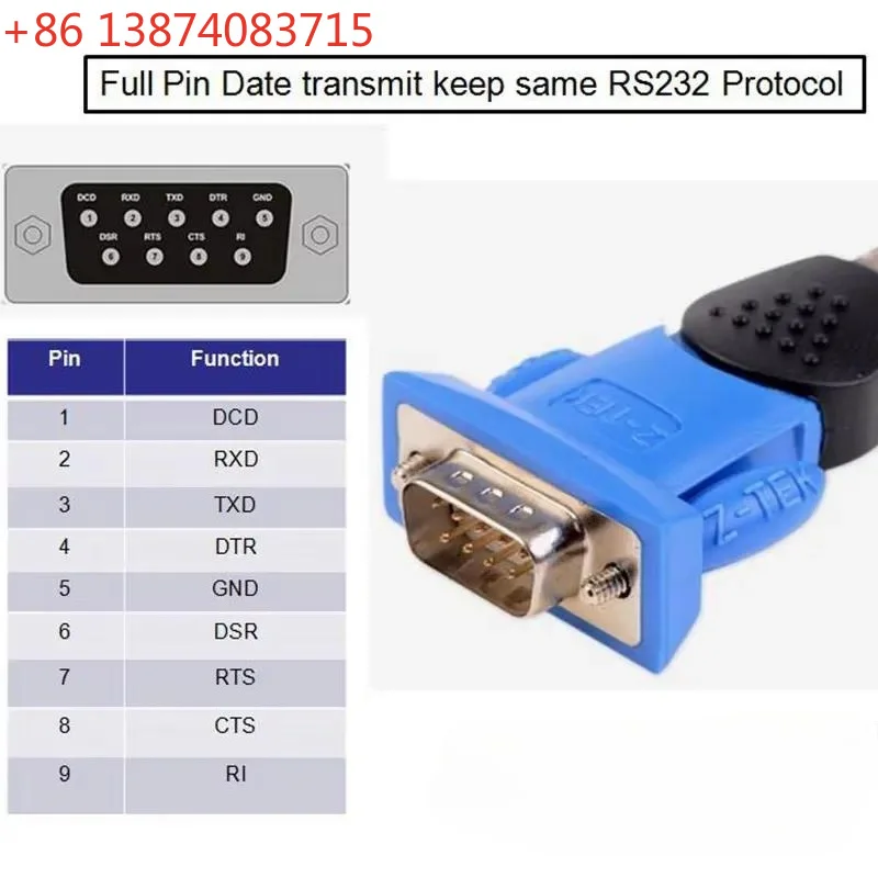 Z-TEC USB to RS232 Converter 9 Pin Adapter for Win7/8/10 with dual chip suit for PG programmer and cashier machine