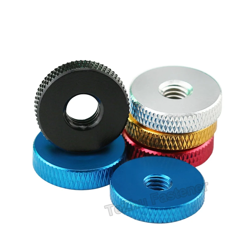 2pcs M3 M4 M5 M6 Aluminum Flat Small Thin Thumb Nuts Knurled Manual Hand Tighten Nut Screws Bolts Cap Cover Anodizing Fasteners image 4
