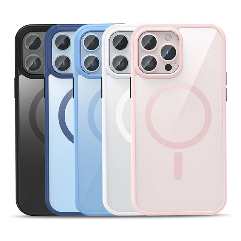 Multi Color Edge Phone Case with Magnet Clear Shockproof Phone Cover for Magnetic Phone Case for iPhone 15 14 13 12
