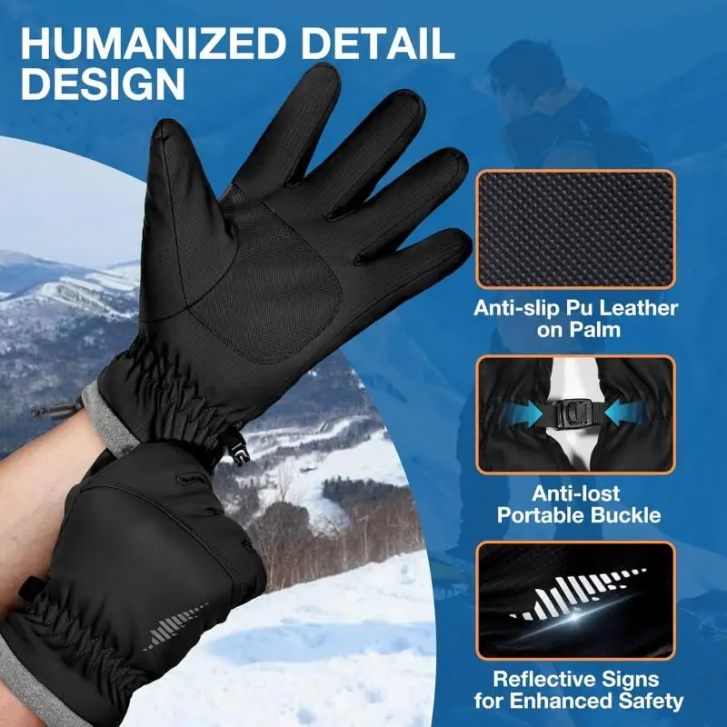 

Cold-Proof Ski Gloves Men Windproof Waterproof Keep Warm Gloves Touchscreen Anti Slip Soft Fluff Gloves Winter -20 Degrees