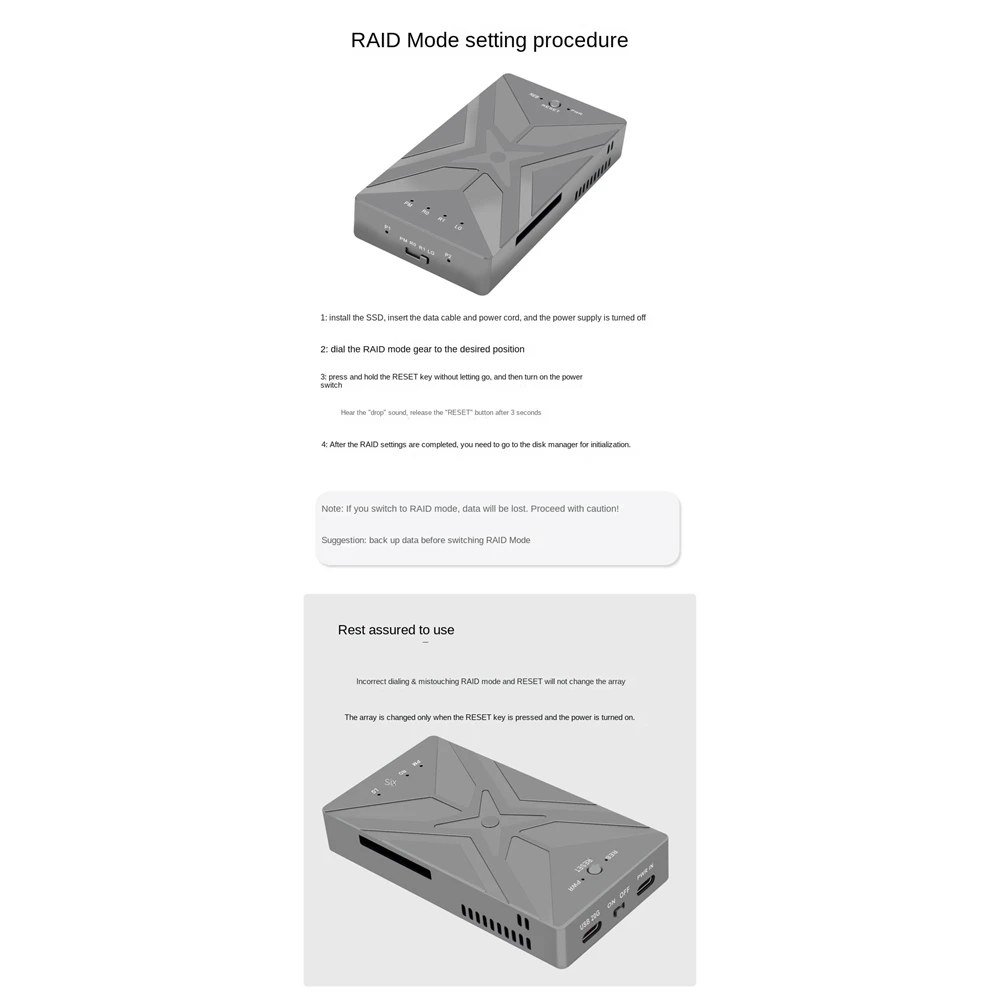 M.2 NVME SSD RAID Dual Bay M2 SSD Case Поддержка M.2 Nvme SSD-диска для жесткого диска SSD Box TYPE-C USB3.2 GEN2 20 Гбит/с-X62A