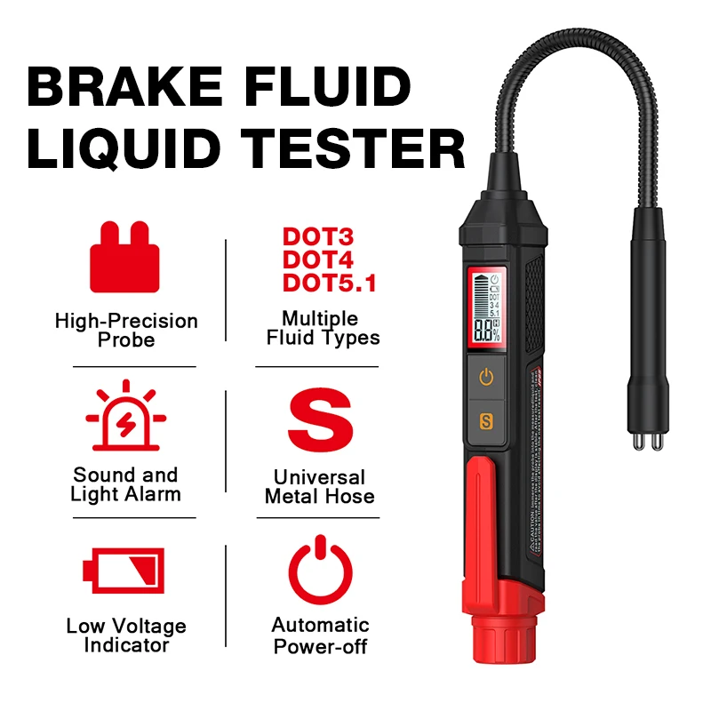 HT663 Universal Brake Fluid Tester Accurate Oil Check Pen Car Brake Liquid Digital Tester Vehicle Auto Automotive Testing Tool