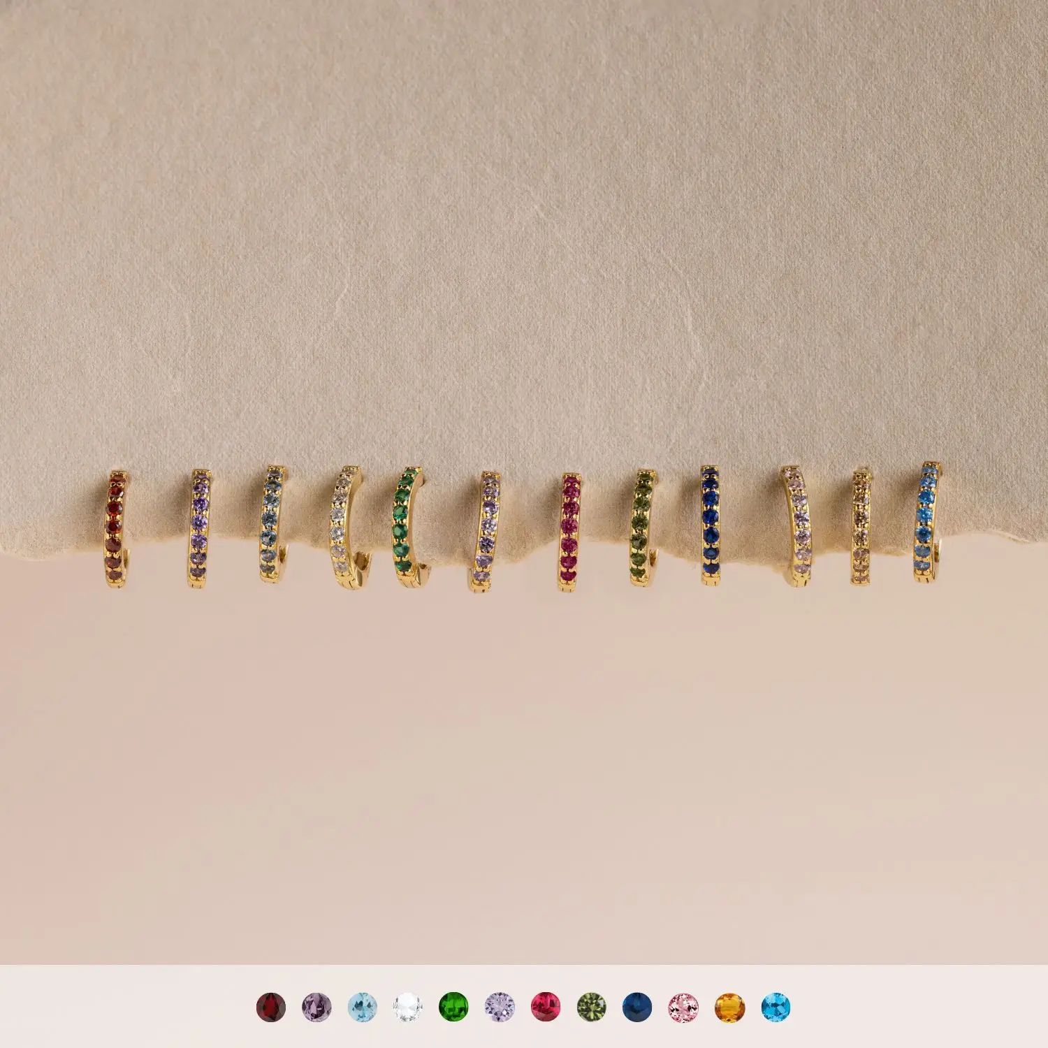 

Rainbow zircon small earrings 18K gold-plated Huggie earrings, suitable for women's jewelry daily wear