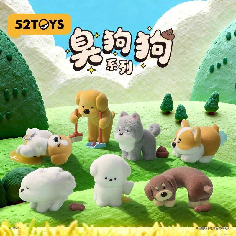 52TOYS Blind Box Stinky Dog Serie Trendige Kunstfigur Beflockte Schreibtischdekoration Sammlerstück Süßes Geschenk für Erwachsene