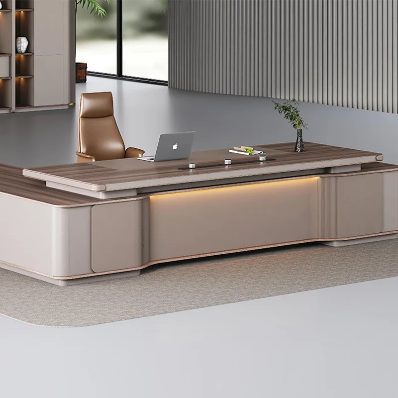 Simple Modern Light Luxury Boss Office Desk and Chair Combination President's Desk Board Type Large Class Desk Leader's Office C