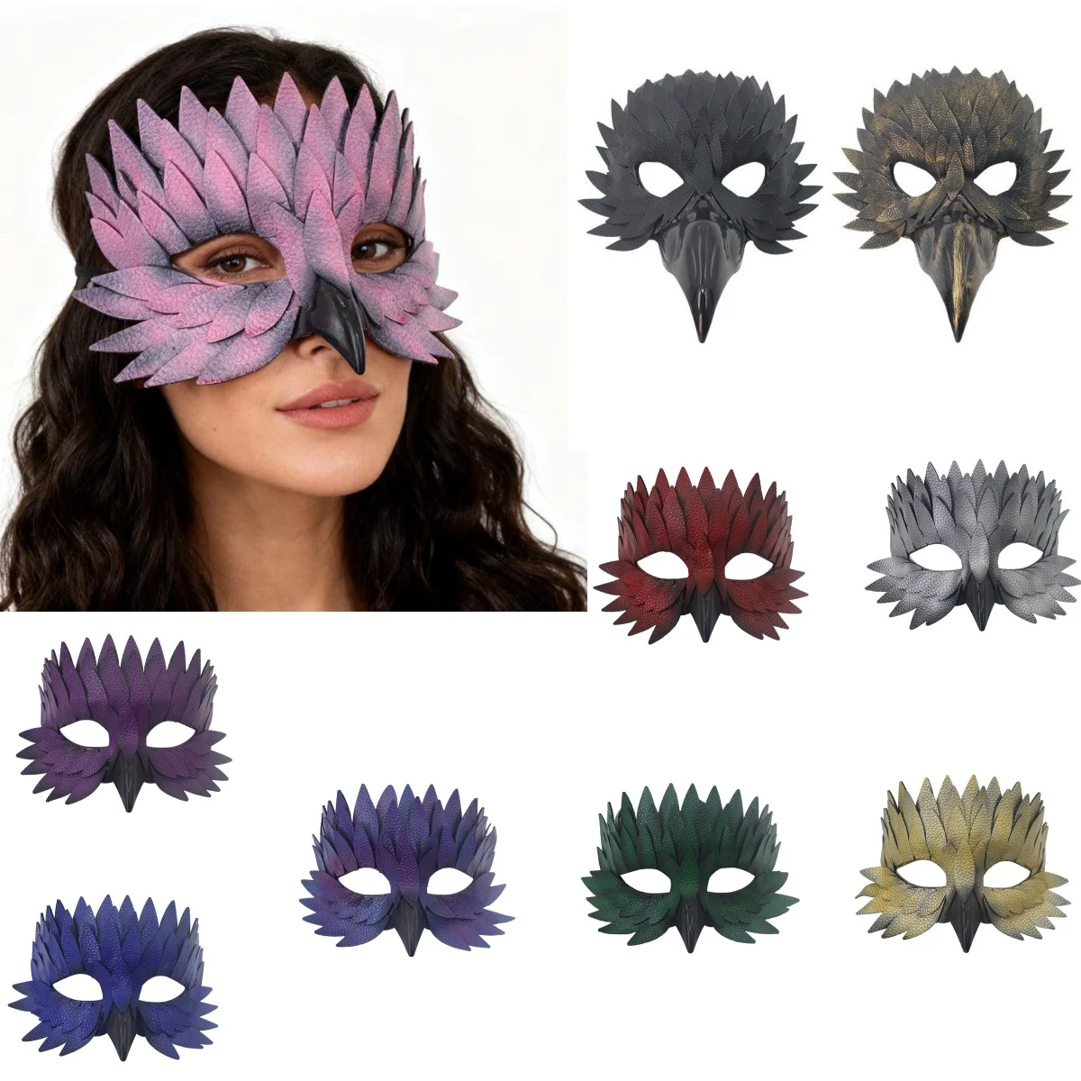 3D Eagle Beak Mask PU Leather Bird Animal Half Face Mask for Cosplay Costume Props Carnaval Party Masquerade Mask