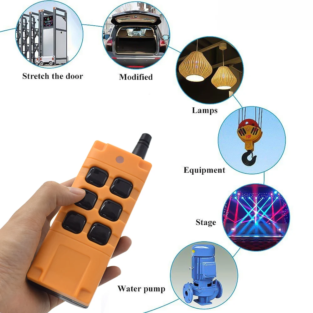 433Mhz Wireless 2/4/6 Button Industrial Remote Control Learning Code 1527 2000m Long Range Controller For Lamps Gate Door