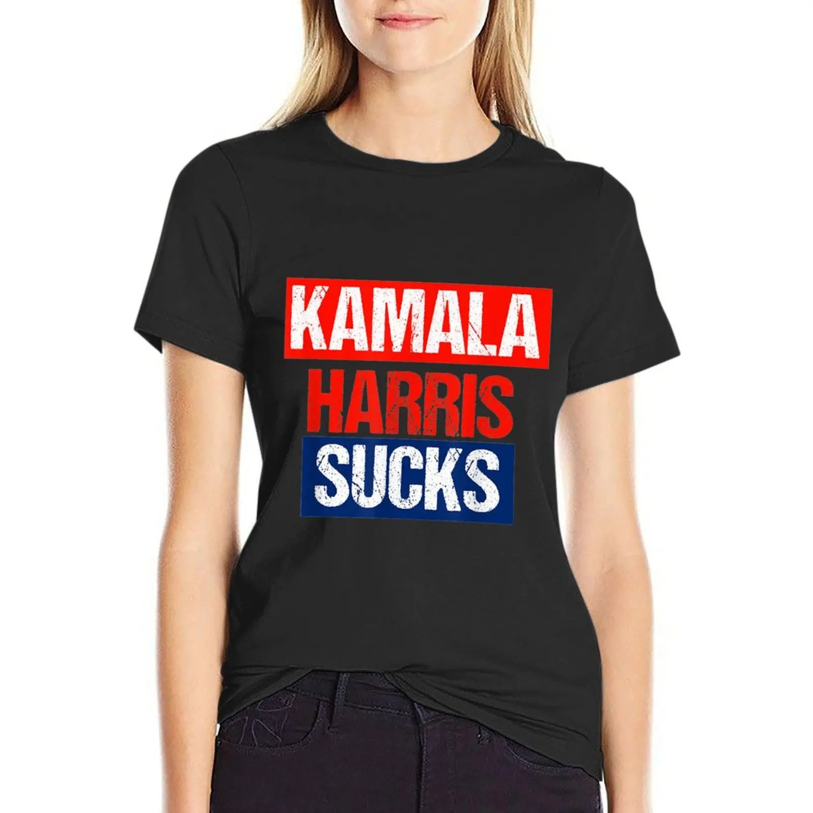 Kamala Harris Sucks Anti Kamala T-Shirt summer clothes aesthetic clothes hippie clothes Blouse cute t-shirts for Women image 4