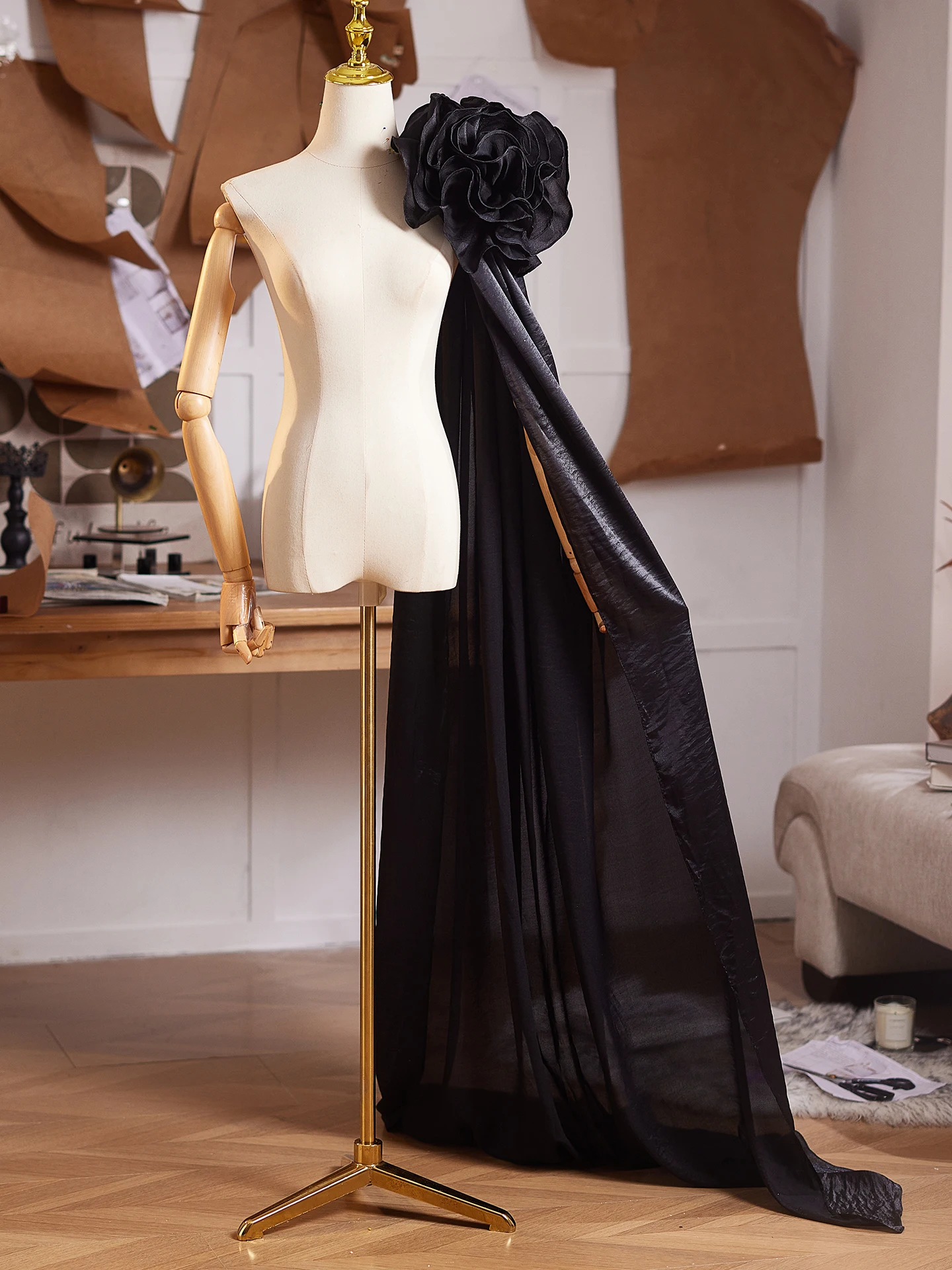 black-handmade-diy-evening-gown-shoulder-decor-2026-new-style-performance-photography-accessory-three-dimensional-flower-tail