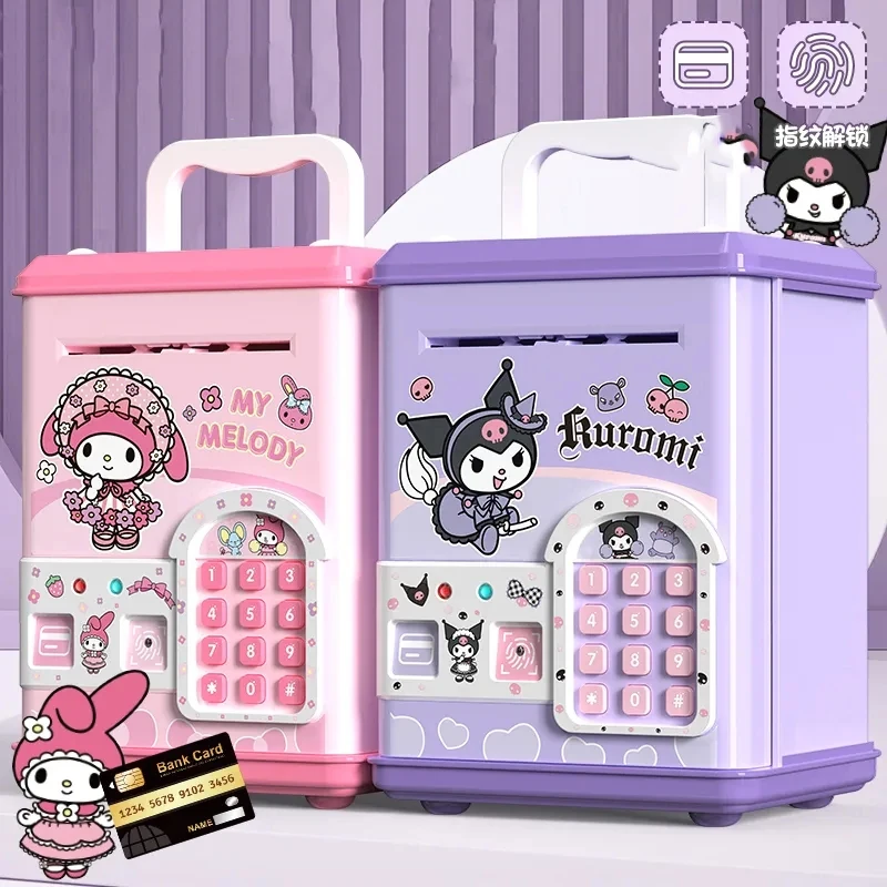 

Sanrio Kawaii Kuromi Piggy Bank Anime My Melody Large Capacity Change Storage Box Children's Desktop Decoration Cute Toy Gift