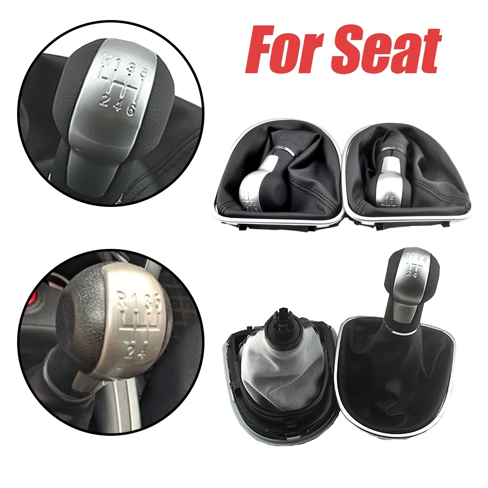 Gear Shift Knob Lever Shifter 5 6 Speed ABS With Leather Gaiter Complete Sets Fit For Seat Toledo III 2004-2009