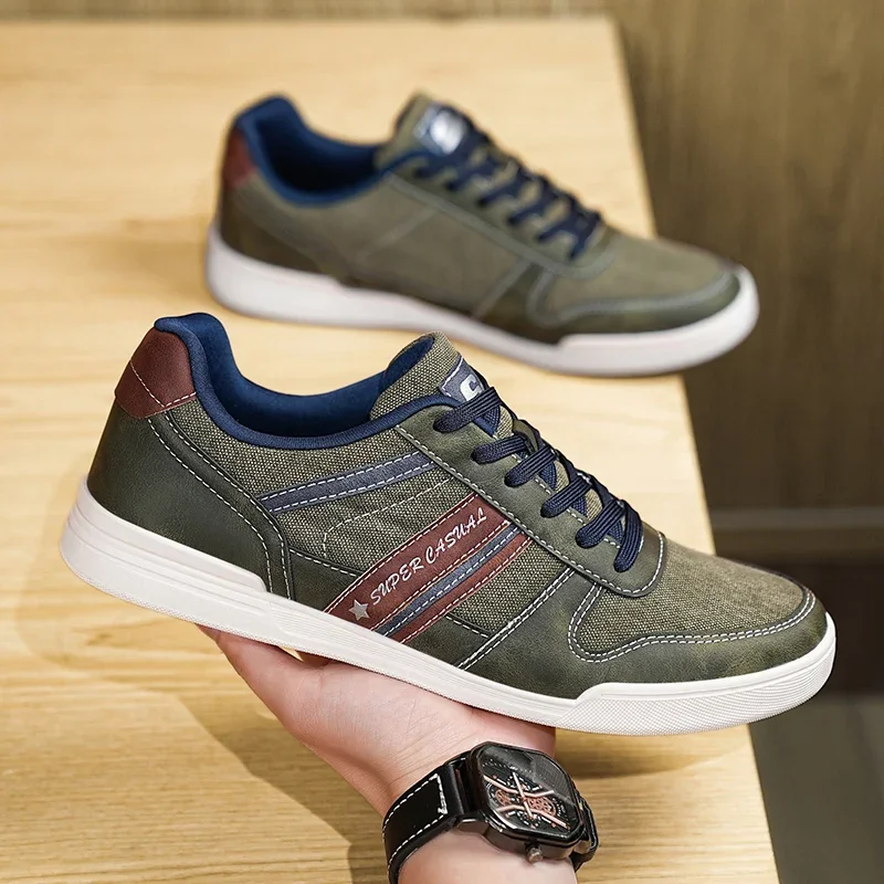 ELUVA Herren Canvas-Schuhe Hochwertige Atmungsaktive Schnürschuhe Große Größen bis 48 Komfortable Weiche Sohle Rutschfeste Casual Skateboard-Schuhe für Männer – Detail 8
