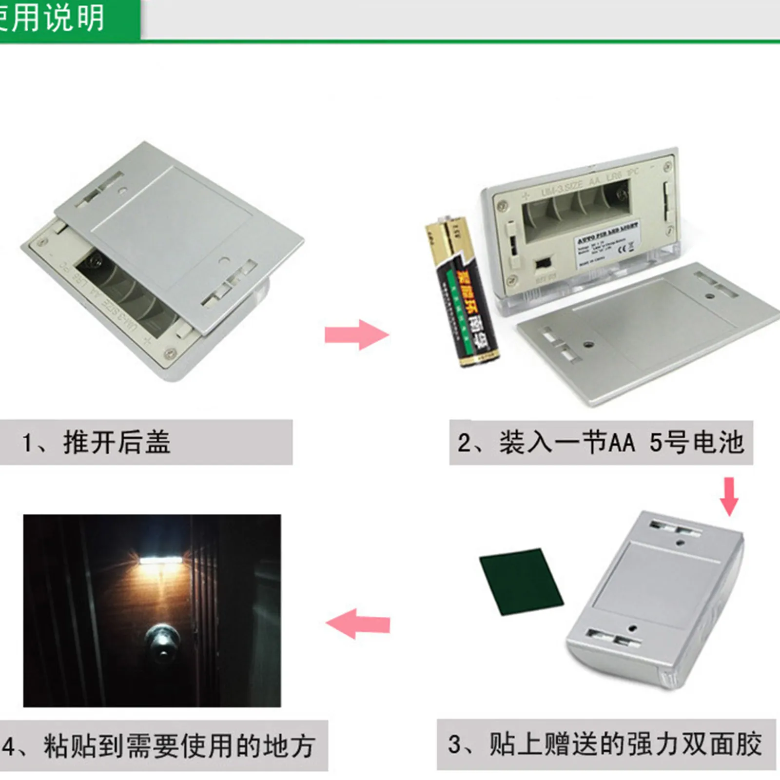 Smart Motion Sensor Deursleutellicht - Draadloze infrarood LED-nachtlamp met 4 spaarlampen voor huisbeveiliging