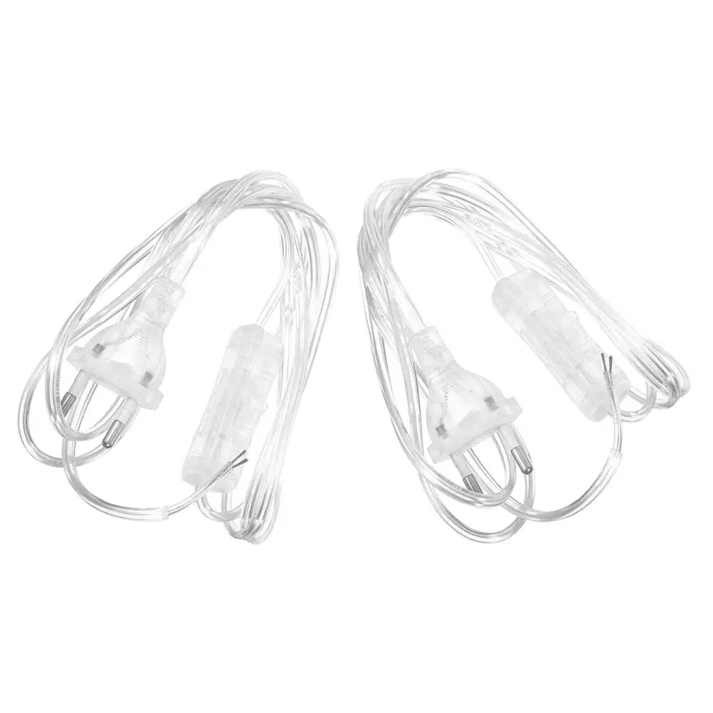 2Pcs Transparent Switch Power Cord Flexible Lamp Power Cord Replacement Desk Light Table Lamp Pendant Light Accessories Eu Plug