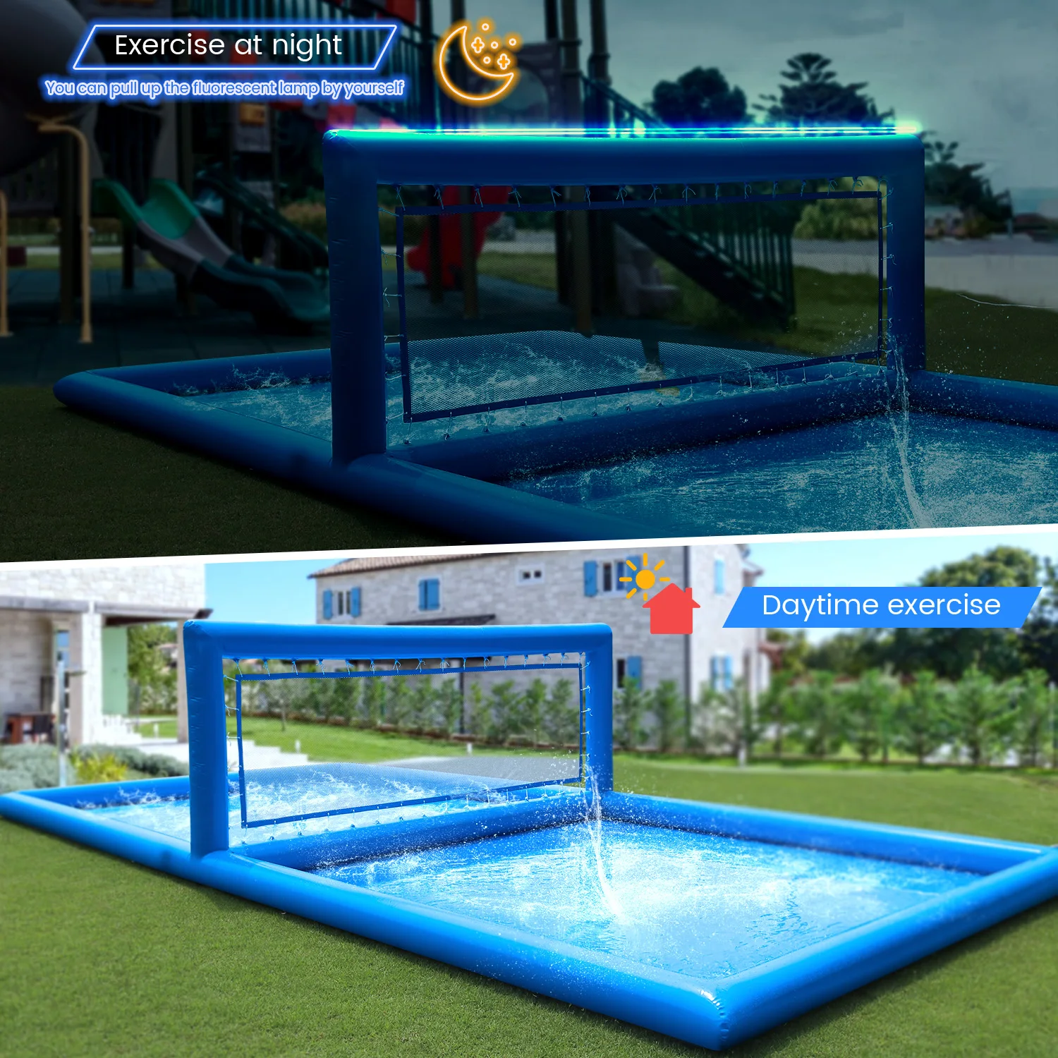 Piscina da pallavolo gonfiabile per esterni con campo da pallavolo da 33 piedi per giochi sportivi Parco giochi per bambini commerciali