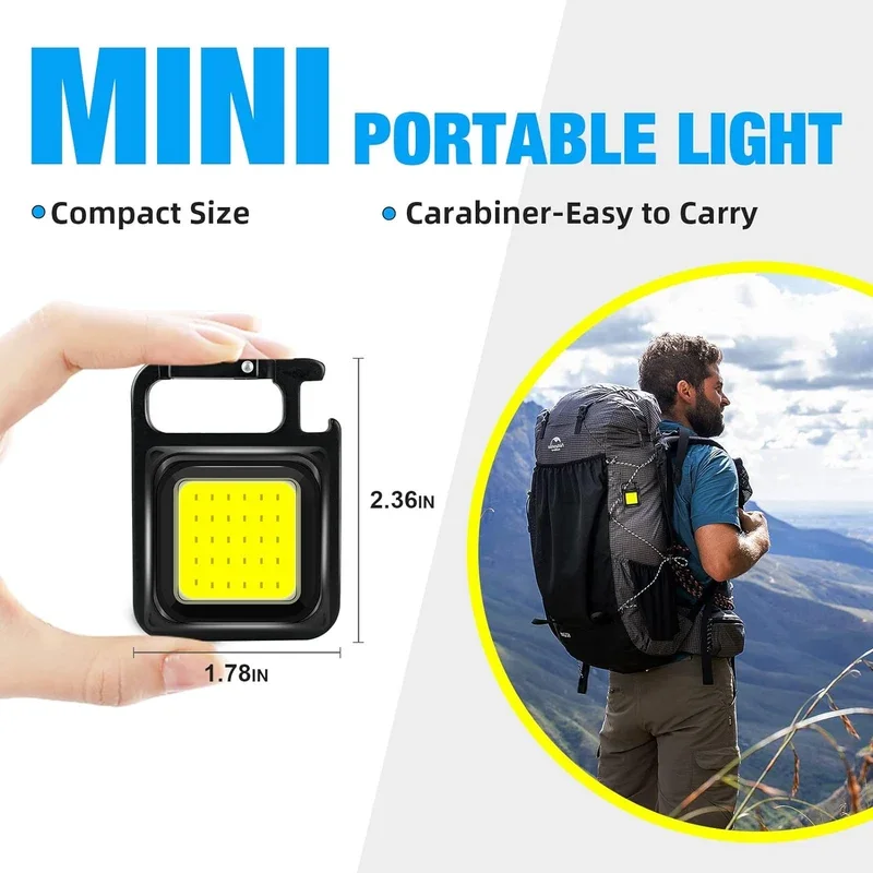 Mini LED Flashlight Multifunctional Portable Super Bright Keychain Lamp USB Rechargeable Outdoor Camping Fishing Hiking Lamp