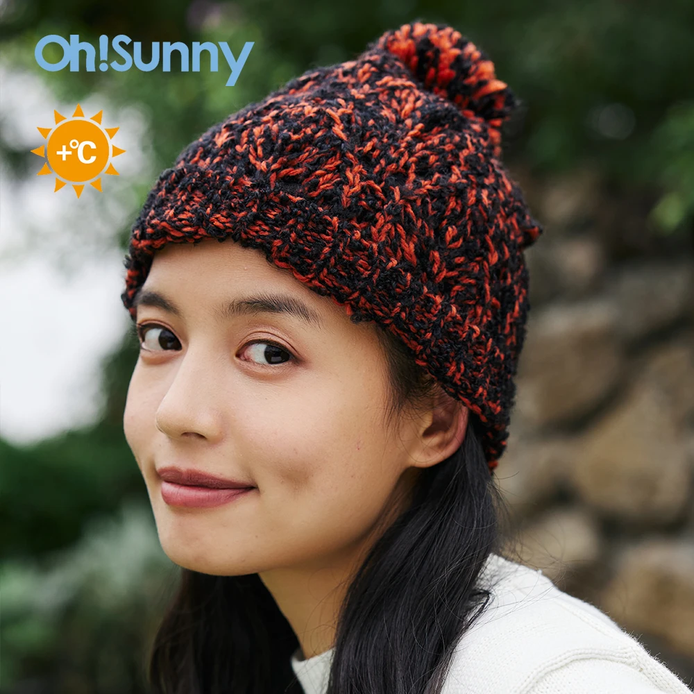 OhSunny Winter Beanie Hat for Women Fashion Thick Warm Soft Knitted Skullies Stretch Riding Sets Bonnet