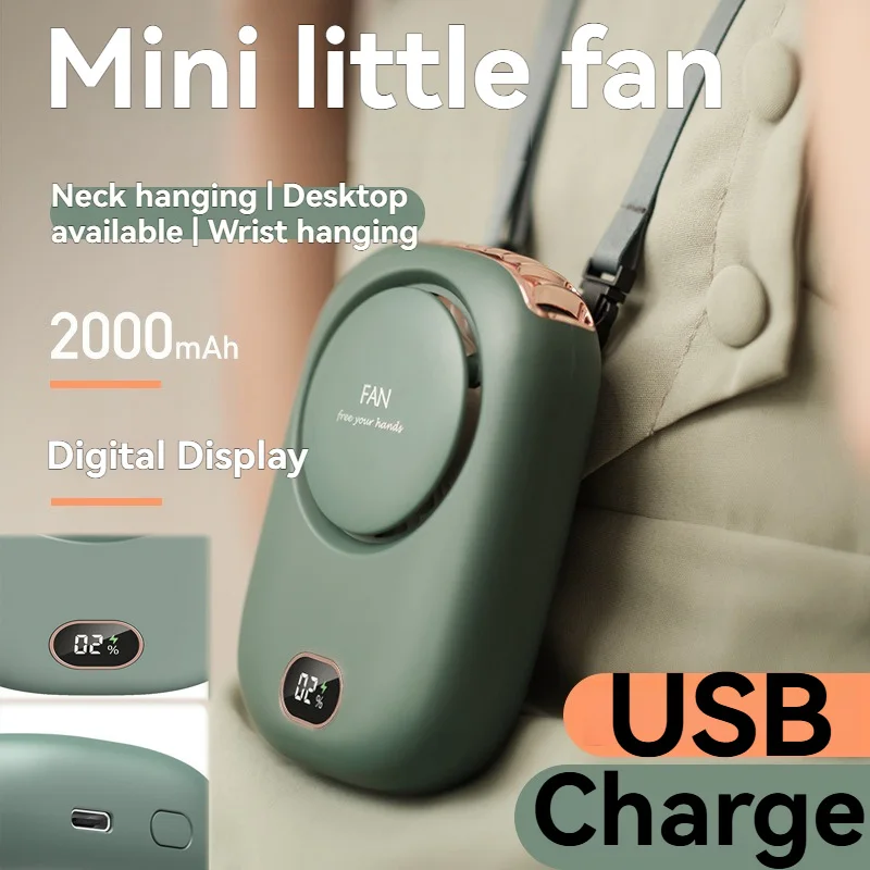 Portable Neck/Waist Fan, USB Rechargeable, Quiet & Powerful, Battery Display, Lazy Must-Have, Cool Summer