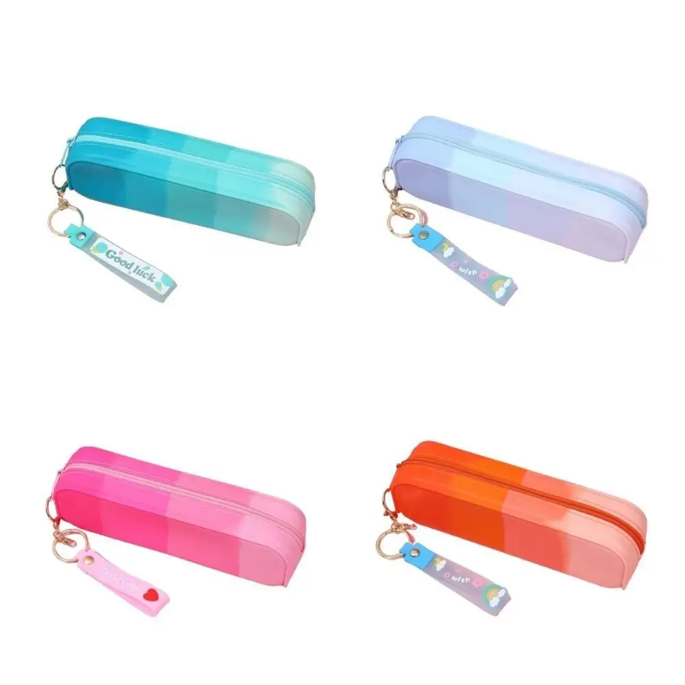 حقيبة أقلام من السيليكون متدرجة اللون مقاومة للماء وخفيفة الوزن مقلمة ذات سعة كبيرة حقيبة أدوات مكتبية ناعمة مستلزمات المدرسة