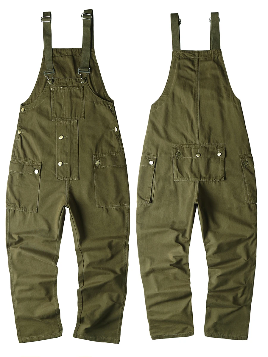 

Spring Autumn Military een Overalls Men's Loose Straight Leg Cargo Pants Women's Long Strap Pants Faionable Casual Wear