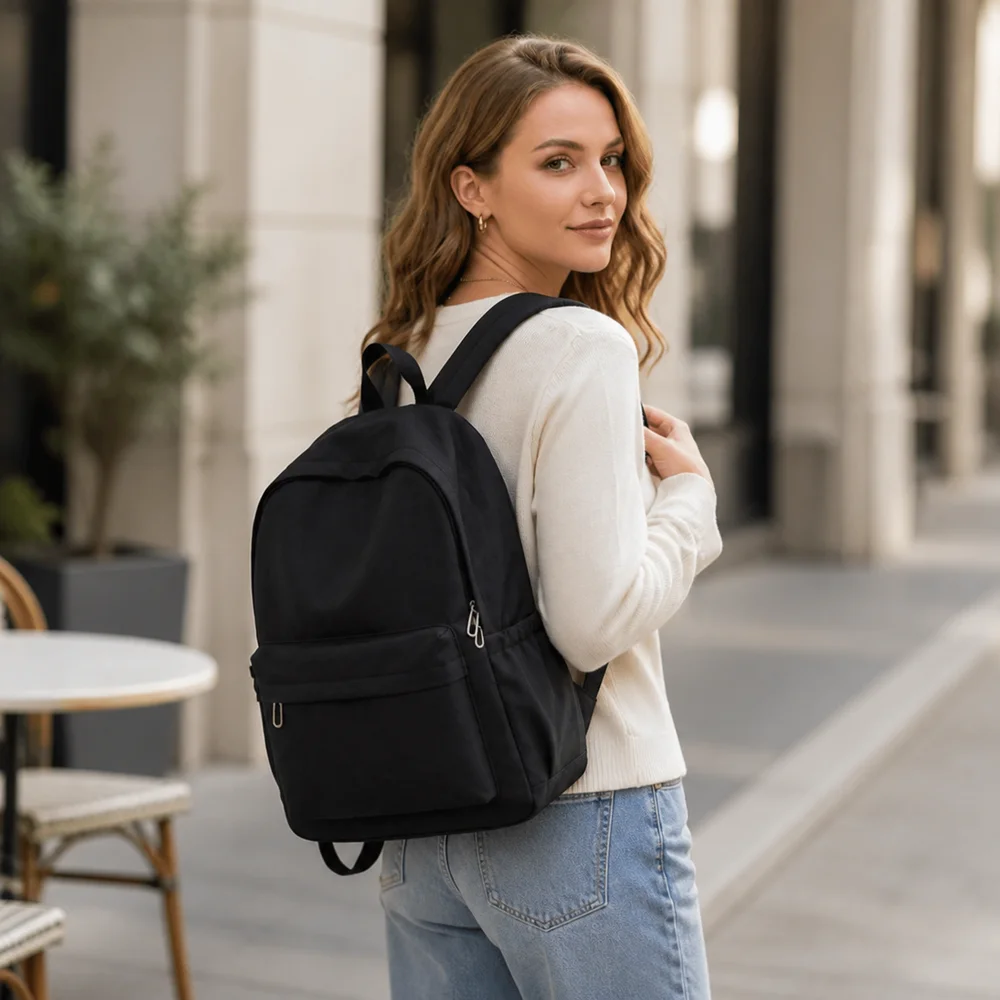 New Nylon Backpack Large Capacity Adjustable Double Shoulder Bag Soft Waterproof Student Schoolbags Daypack Use