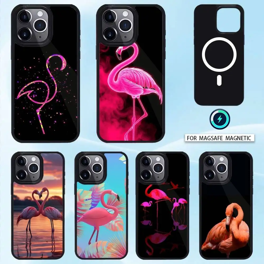 

F-Flamingo A-Artistic Pattern Phone Case For iPhone 16,15,14,13,12,Pro,Max,Magnetic For Magsafe Wireless Charging