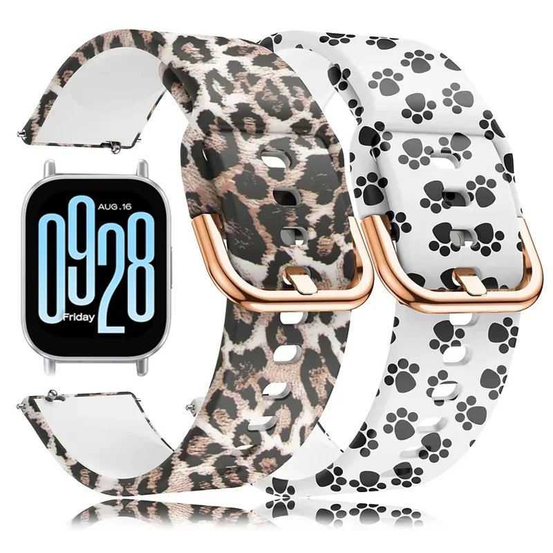 18 مللي متر 20 مللي متر 22 مللي متر الفرقة ل Redmi ساعة 5 لايت/شاومي Mi ساعة 5 نشط معصمه المطبوعة سيليكون سوار الرياضة حزام اكسسوارات