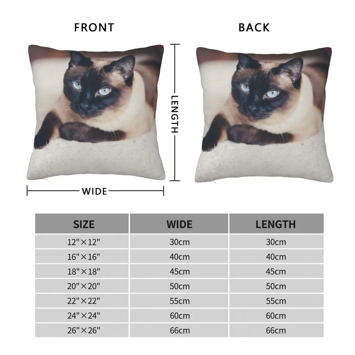 Sleeping Siamese Cat Pillowcase Polyester Linen Velvet Pattern Zip Decor Pillow Case Car Cushion Case 18